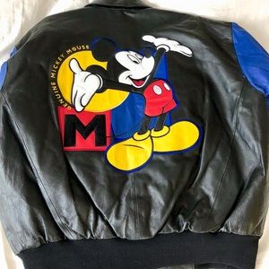 Vintage Leather Mickey Mouse Varsity Jacket